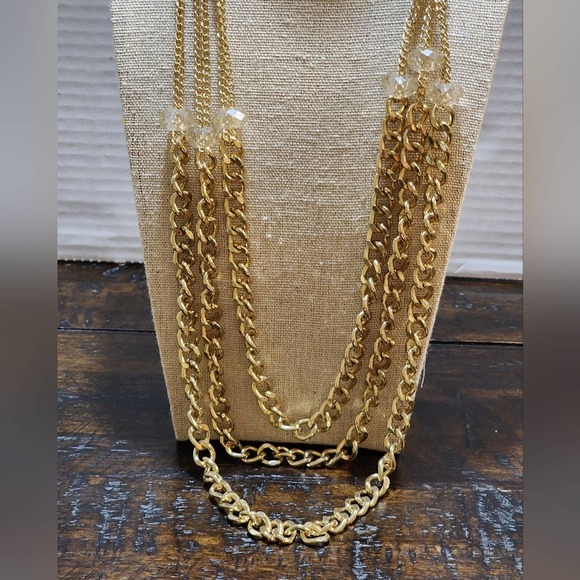 Treska multi strand gold tone statement necklace - Picture 4 of 5